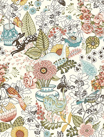 Whimsy Pink Fauna Wallpaper