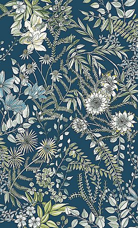 Full Bloom Navy Floral Wallpaper