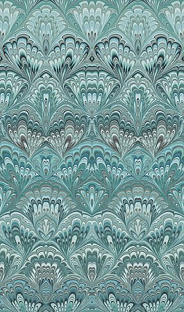 Taichung Teal Ogee Wallpaper