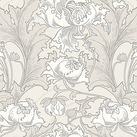 Siri Grey Floral Wallpaper