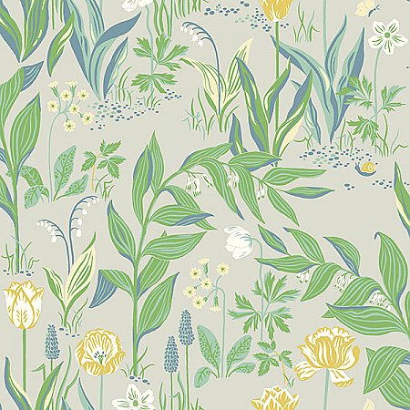 Spring Garden Green Botanical Wallpaper