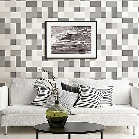Laurence Grey Geometric Wallpaper