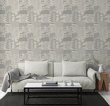 Goneril Grey Botanical Geometric Wallpaper
