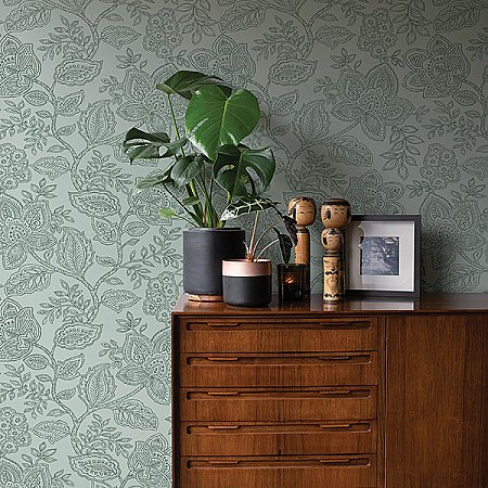 Larkin Green Floral Wallpaper