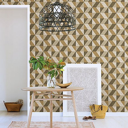Cerium Gold Concrete Geometric Wallpaper