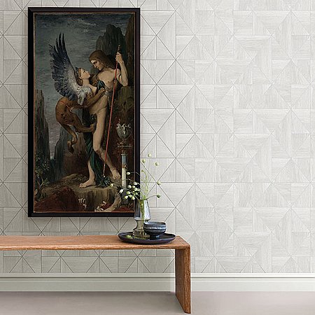 Cheverny Light Grey Wood Tile Wallpaper