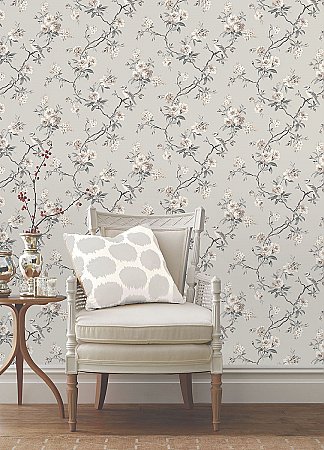 Chinoiserie Stone Floral Wallpaper