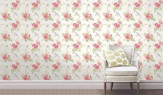 Riva Coral Floral Wallpaper