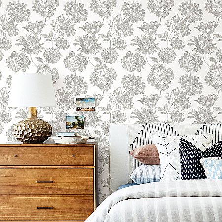 Folia Taupe Floral Wallpaper