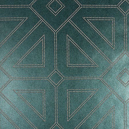 Voltaire Dark Green Beaded Geometric Wallpaper