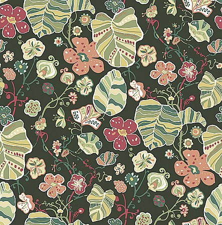 Gwyneth Dark Green Floral Wallpaper