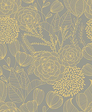 Alannah Taupe Botanical Wallpaper