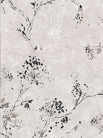 Misty Grey Distressed Dandelion Wallpaper