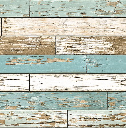 Juda Blue Scrap Wood Wallpaper