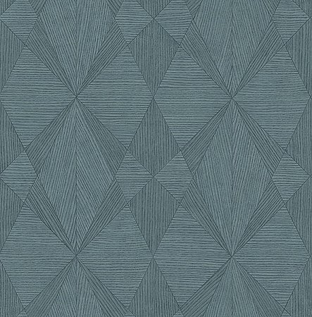 Intrinsic Teal Geometric Wood Wallpaper