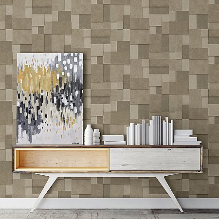 Duchamp Gold Metallic Squares Wallpaper