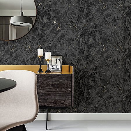 Titania Black Marble Texture Wallpaper