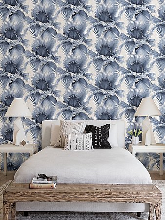 Summer Palm Blue Tropical Wallpaper