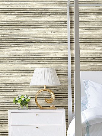 Bellport Ivory Wooden Slat Wallpaper