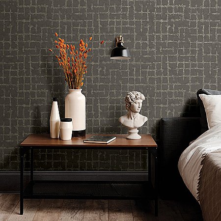 Shea Charcoal Distressed Geometric Wallpaper