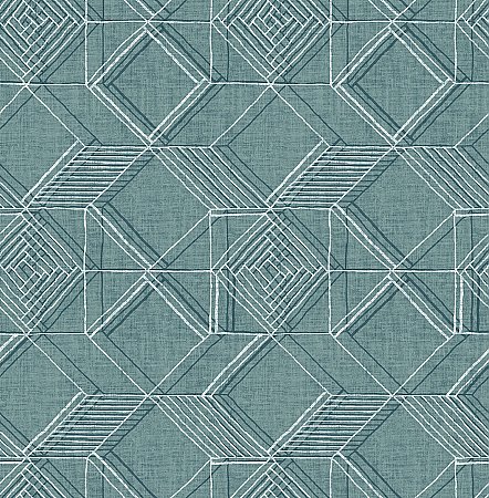 Moki Teal Lattice Geometric Wallpaper