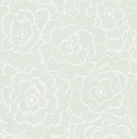 Periwinkle Green Textured Floral Wallpaper