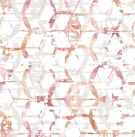 Augustine Pink Distressed Geometric Wallpaper