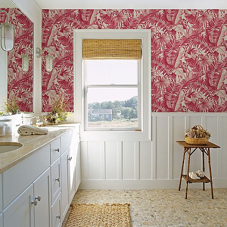Alfresco Pink Tropical Palm Wallpaper