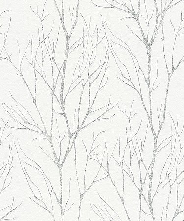 Diani White Metallic Tree Wallpaper