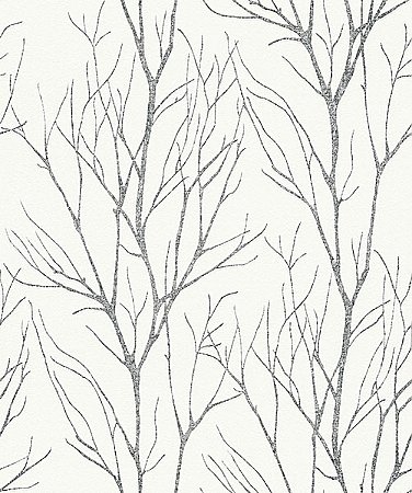 Diani Charcoal Metallic Tree Wallpaper