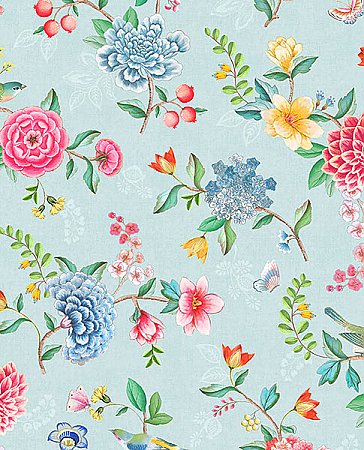 Good Evening Light Blue Floral Garden Wallpaper