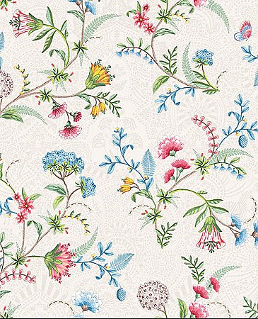 La Majorelle White Ornate Floral Wallpaper