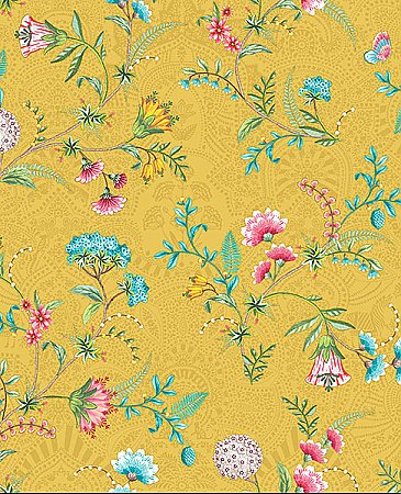 La Majorelle Yellow Ornate Floral Wallpaper