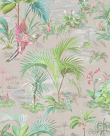 Calliope Grey Palm Scenes Wallpaper