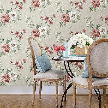 Keighley Red Floral Wallpaper