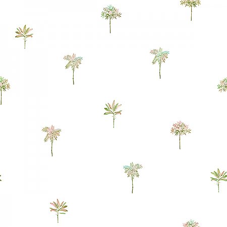 Palmetto Pink Leaves Wallpaper