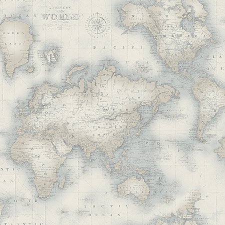 Mercator Blue World Map Wallpaper