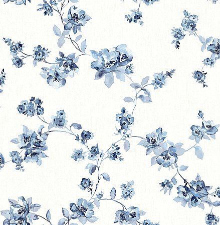 Cyrus Blue Festive Floral Wallpaper