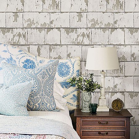 Clint White Weathered Wood Wallpaper