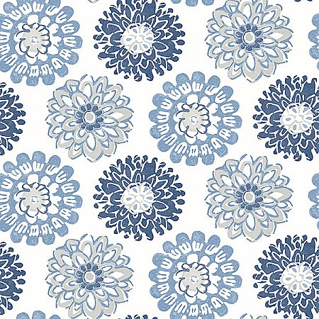 Sunkissed Blue Floral Wallpaper