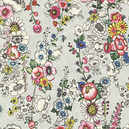 Eivissa Grey Vivid Floral Wallpaper