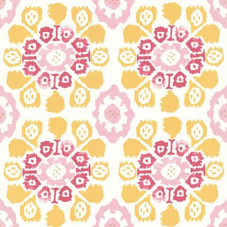 Valencia Yellow Ikat Floral Wallpaper
