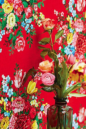 Ayaanle Red Dutch Painters Floral Wallpaper