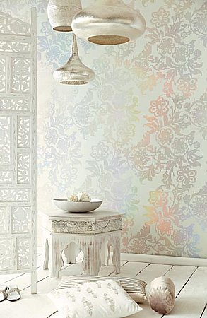 Sadira Beige Pixelated Modern Floral Wallpaper