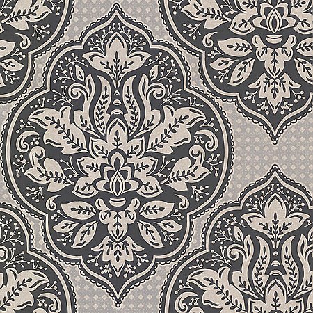 Aurelia Charcoal Damask Wallpaper