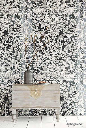 Painted Lace Light Grey Damask Mural