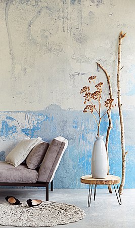 Blue Grey Weathered Wall Mural