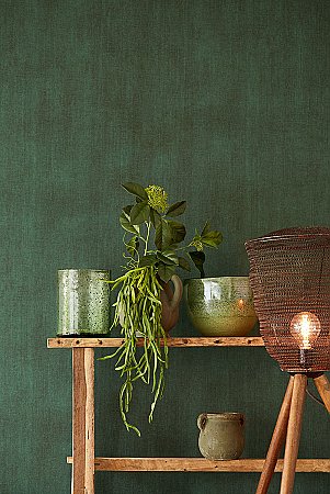 Agata Green Linen Wallpaper