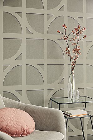 Shapes Dark Grey Curved Trellis Wallpaper