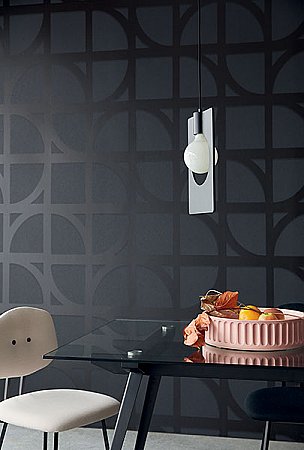 Shapes Black Curved Trellis Wallpaper